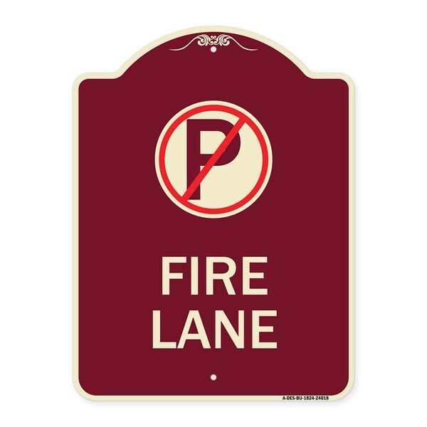 Fire Lane No Parking Symbol Heavy-Gauge Aluminum Architectural Sign, 24" x 18", BU-1824-24018